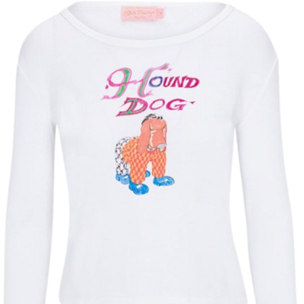 Realisation Par RARE White Long Sleeve Hound Dog Graphic Top